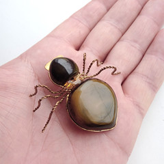 Vintage Spider Brooch Amber Color Resin. Made in the USSR