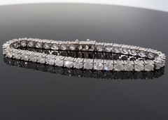 13.69ct Diamond Set 14k White Gold Tennis Bracelet 18cm Long Val $19540