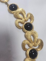 VINTAGE GIVENCHY CHUNKY TEXTURED COLLAR NECKLACE WITH BLACK CABOCHONS
