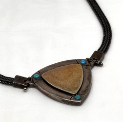 Vintage 925 Silver And Gold Necklace With Turquoise Delicate And Special.