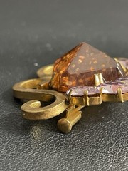 Antique Art Deco Czech Brooch “Glow” Lilac Rhinestones Trombone Clasp c1920s