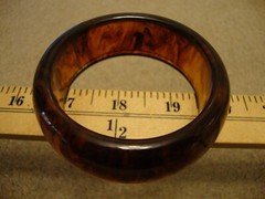 Vintage 1 1/8″ Bakelite Bracelet! Semi Translucent Amber Color w/ Rust Marbling!