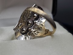 Vintage 14KT GE Art Deco Filigree Glass Stone Ring Size 6.5