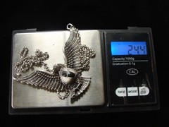 Vintage Sterling Silver Eagle Pendant & Chain Necklace Adjustable 18-21 in long