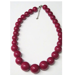 Vintage Red Graduated Bead Statement Necklace Chunky Retro Estate Jewelry