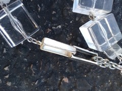 Vintage KH Studio Lucite Square Necklace Statement Clear