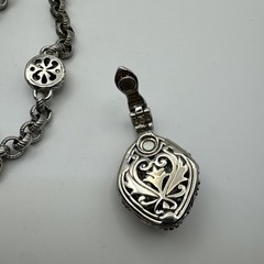 Vintage Brighton Necklace Silver/Gold Tone Black Stones Chunky Link Estate 10”