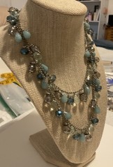 Vintage 36’ in Beaded Necklace With A Coastal Blue And Aqua Color Scheme