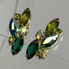 Vintage Juliana Demi Parure Brooch Earrings Leaf Layered Navette Set
