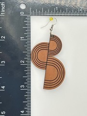 Geometric Wooden Dangle Earrings 3 Inch Modern Art Deco Style