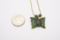 Vintage Gold Filled Jade Butterfly Pendant Necklace 17.75″