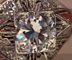 High End Vintage Solid Platinum 10% Iridium Diamond Ring! VS G-H Antique Estate