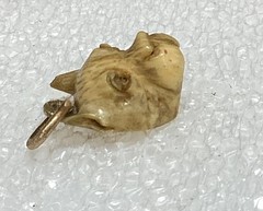 Victorian Era Dog Pendant, Carved Pit Bull Charm