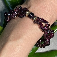 Vintage Bracelet Estate Fine Jewelry Red Almandine Garnet Pre-Owned Bead 6.5″
