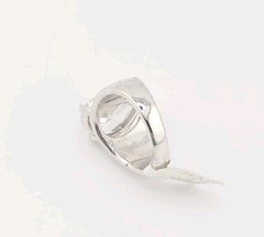 Vtg Sz 8 Ring Pear Teardrop Cubic Zirconia 18KGE White Gold Electroplate Jewelry