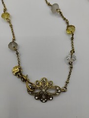 Vintage Monet Lavender, Pale Yellow and Clear Crystal Chain Necklace