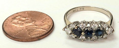 14k White Gold Sapphire & Diamond Ring Size 5.25