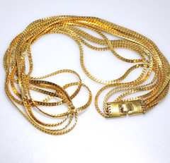 Necklace Monet Long layered shiny gold tone chain 27″ statement signed AF9