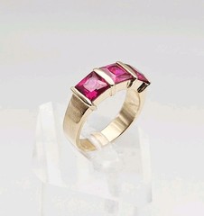 UTC Sterling Silver Vermeil 3.00ct Princess Pink Sapphire Eternity Ring Size 8