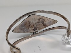 Vtg Alpaca Mexico Cuff Bracelet MOP Abalone Shell Inlay Silver Tone 1980s NOS