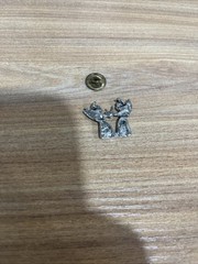 Silver Tone Angels Holding A Love Heart, Pin.
