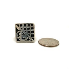 Vintage Sterling Signed 925 Rare Inlay Wood Art Deco Signet Ring Band size 7 1/4