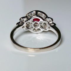 Vintage Style 14k White Gold Finish Lab Created Diamond and Ruby 925 Silver Ring