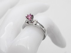 $5000 1.50ct Natural Pink Sapphire VS G Diamond 18k White Gold Platinum Ring 7g
