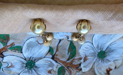Vintage JMS Faux Pearl Earrings Dangle 12K Gold Filled Screw Back 1940s-1950s