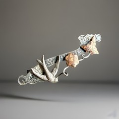Victorian English Sterling & Rose Gold “Sweetheart” Pin/Brooch, Birmingham 1900