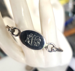 Monogram KBV Vintage Hinged Bangle Bracelet Signed Judith Jack 6 3/4″