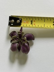 David Anderson Purple Orchid Pin, Enamel And Sterling Silver, Norway, 925S