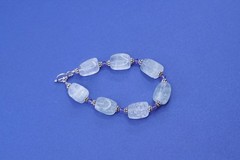 6.5”, Sterling silver bracelet, 925 bead charm with nugget prehnite grape stone