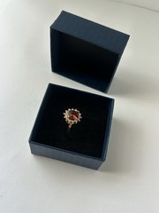 Vintage Red Cubic Zirconia Ring Gold Plated Womens Size 8.5
