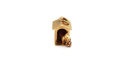 Vintage 14k Yellow Gold Scotty Dog In Dog House Charm Articulating