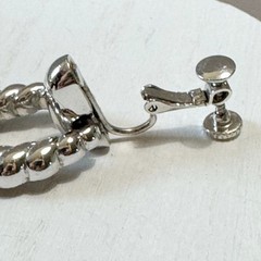 Napier Vintage Twisted Door Knocker Style Screw back Clip Earrings Silver Tone