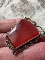 VTG Czech Art Deco Bohemian Red Stone BROOCH Pin 1930s Czechoslovakia TLC