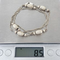Vintage Italian Sterling Silver 925 Ribbed Bead Chain Necklace | 20”