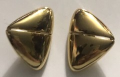 Quality Vintage Large 1 3/4” clip-on Earrings Gold Fortune Cookie
