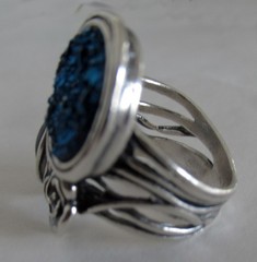 ISRAEL STERLING PZ OR PAZ COCKTAIL RING SIZE 5.25, MULTI STONE, 9.5 GRAMS, 1 IN