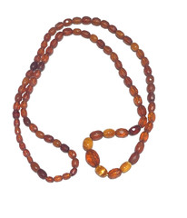 🔥Antique Vintage Genuine Amber Necklace Beads On String Butterscotch Egg Yolk36