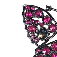 Vintage Jeweled Butterfly Brooch Pink Aurora Borealis Pin Rhinestone 2.25″
