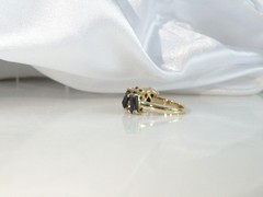 Sterling Silver 925 Gold on Art Deco Style Black Spinel Unique Ring Size 6