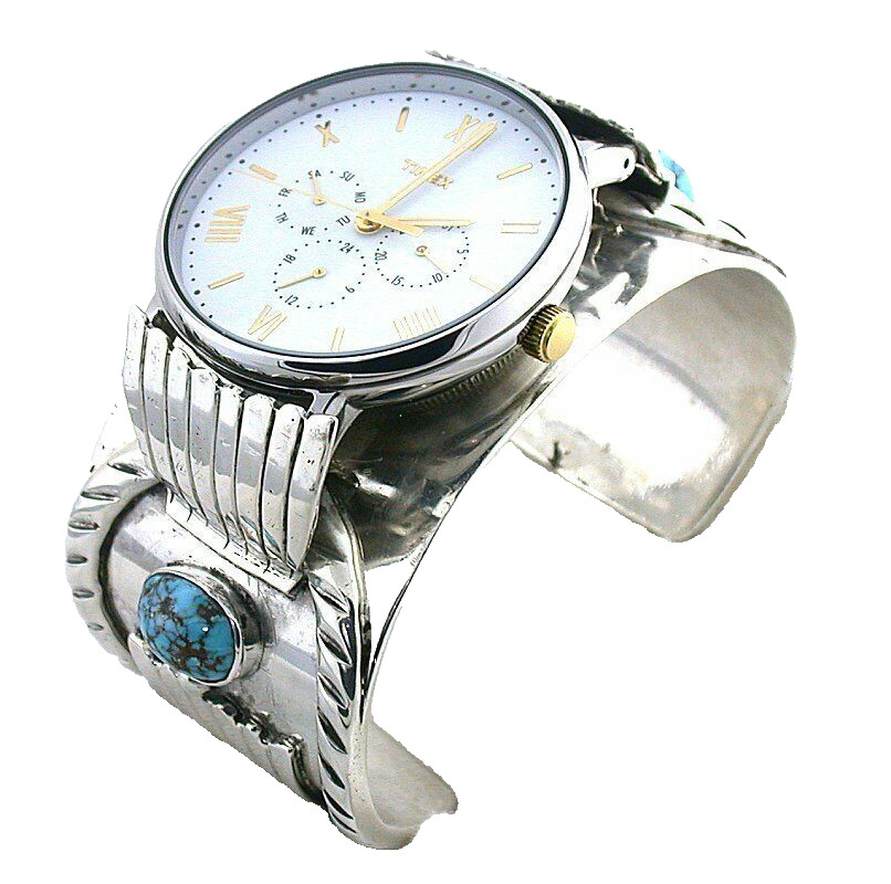 Vintage Navajo Sterling Turquoise Southwest Watch 6 1/8 x 1 3/5 Inch T3A23/6524
