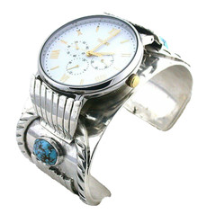 Vintage Navajo Sterling Turquoise Southwest Watch 6 1/8 x 1 3/5 Inch T3A23/6524