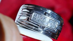 14k white gold size 10 ring 0.60ct natural diamond invisible set band 12.6g C-74