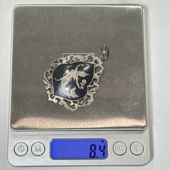 Atq Rare Siam Sterling Silver Niello Ware Mermaid Teardrop Pendant 2.5”L 8.4g