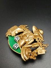 AJC vintage “LADY LUCK” gold tone 3D intricate details brooch