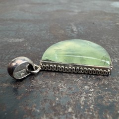 Vtg Prehnite Sterling Silver Pendant – 15.09 Grams