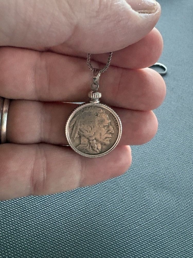 Beautiful Buffalo Nickel Necklace – Authentic Coins – 20in Stainless Chain